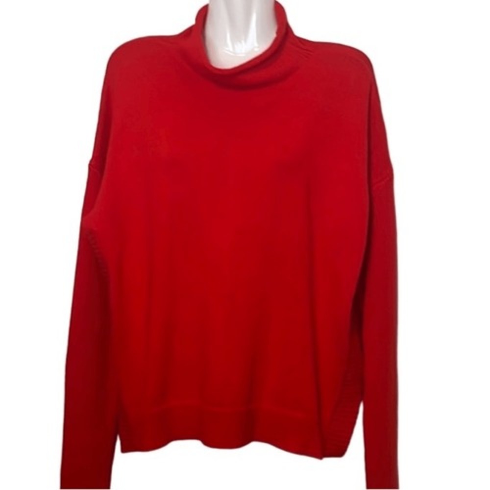 Tahari womens sweater L red cotton blend pullover effortless everyday cozy